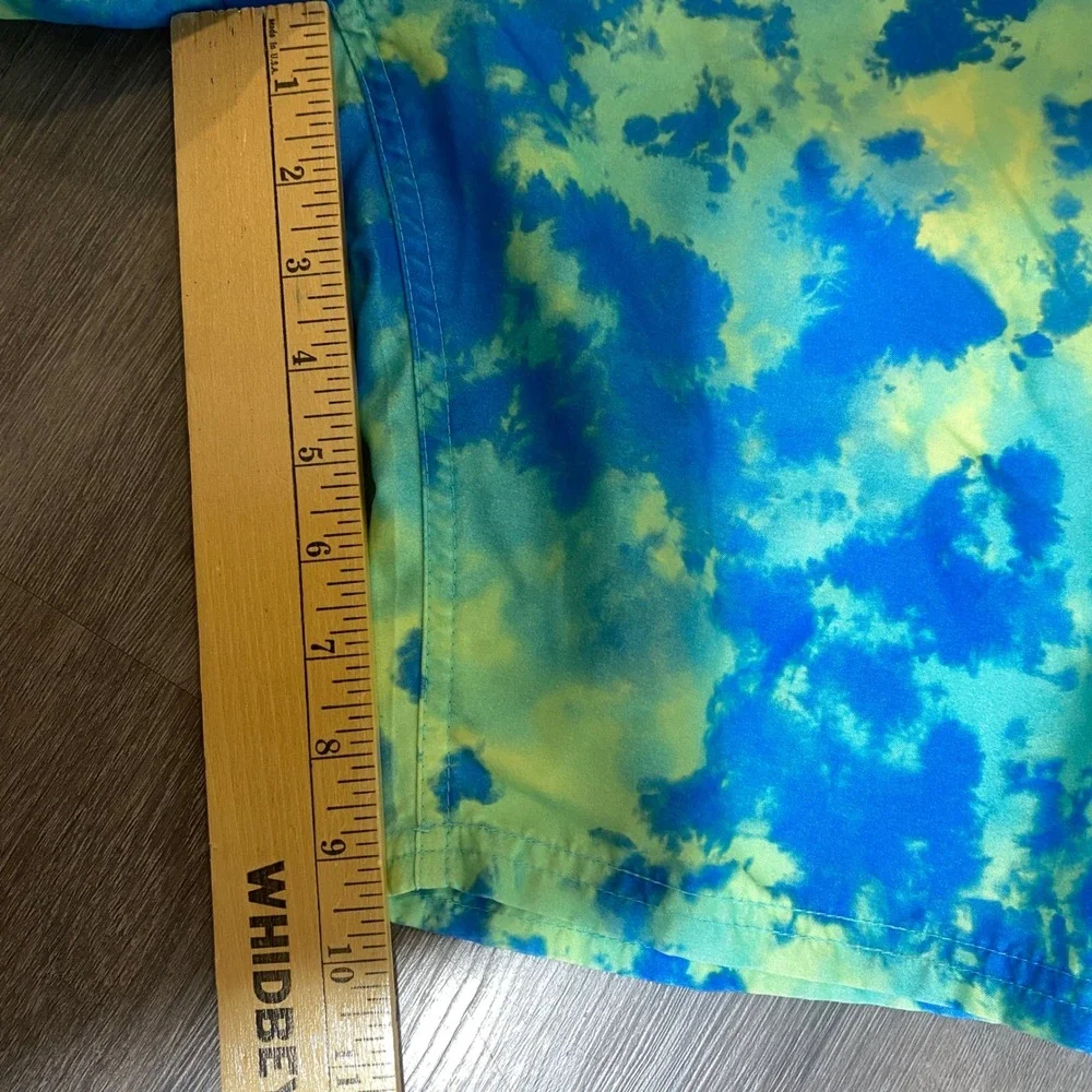Hurley Mens XL Tie Dye Swim Trunks Blue Lime Green‎ Board Shorts Mesh Lined 0097